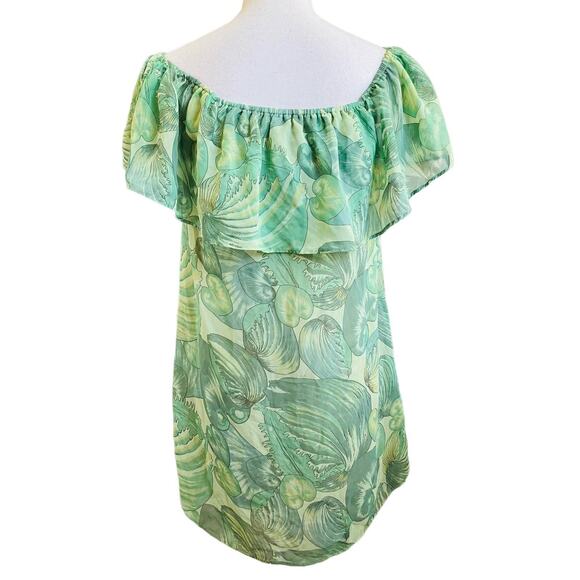 Show Me Your Mumu Green Leaf Print Long Blouse Mini Tunic Dress Medium - Picture 2 of 3